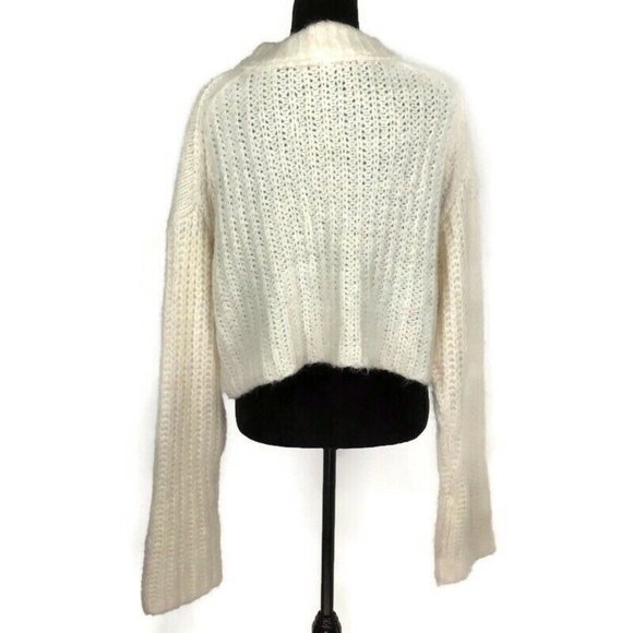 Free People Alpine Crop Mock Neck Sweater Ivory Chunky Oversize Knit NEW $148 - Picture 4 of 5